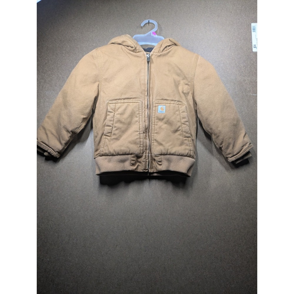 Carhartt Kids Brown Duck Quilted Flannel Lined Active Jacket 4T OJ8552-B